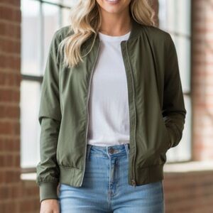 PRANA Womens Sz Small Olive Green Full Zip Jacket Rain Wind Polyester Lined EUC